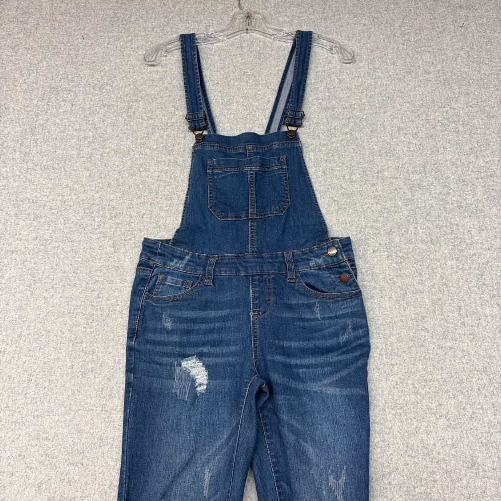 Wax Jean Distressed Denim Overalls Small Dark Blue Ripped Slim Stretch 90092 - Picture 4 of 10